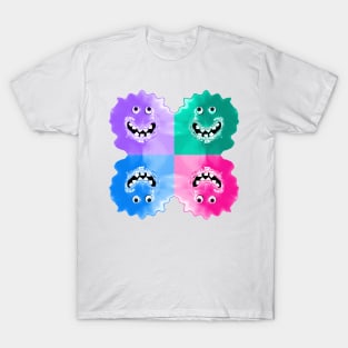 Goofy Jelly Monster Emoji Pixel Smiling Face T-Shirt